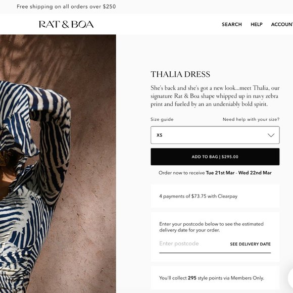 Rat & Boa Thalia Dress NWT XXS - Picture 4 of 10